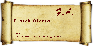 Fuszek Aletta névjegykártya